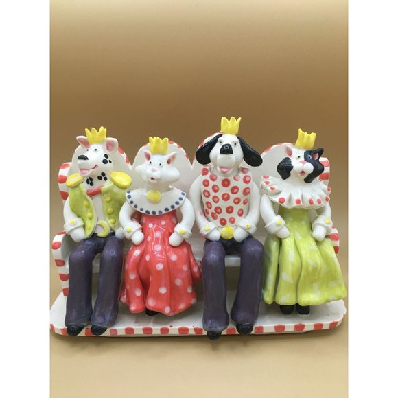 REIGNING Cats and Dogs SEXTON Sculpture Ceramic Figurine UNIQUE - Picture 8 of 13